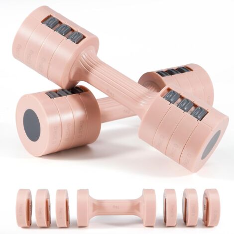 Trintion Dumbbells Set of 2 Women Adjustable 4-in-1 Weights Dumbbell Pair, Each 1kg/1.5kg/2kg/2.5kg, Free Weights for Home Gym Fitness Training, Hand Weights for Workout Strength Exercise (Pink) (1/5)