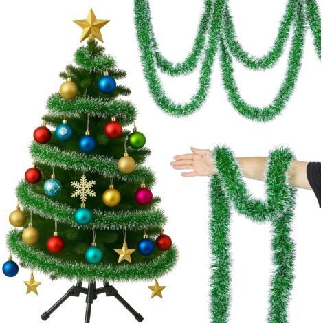 Trintion 10M Christmas Tinsel Garland, Fluffy Extra Wide 12cm Green Tinsel for Christmas Tree Decorations, Xmas Party Decor, Indoor Outdoor Staircase Mantel Holiday Decorations (1/5)