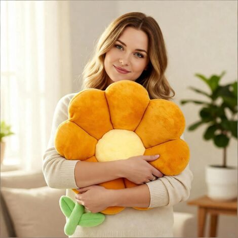 JF HOME BLISS Flower Shaped Pillows Large Throw Cushion Plush Seating Pad for Bedroom Living Room Sofa Chair Decor Pillow Seating Solution Versatile Pillow Interior Décor 1Pc (Orange) (1/5)