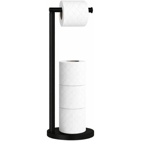 Youyijia Freestanding Toilet Roll Holder Stand for Bathroom, Stainless Steel Toilet Paper Storage Dispenser with Brushed Finish, Modern and Practical Spare Roll Organizer (Black) (1/5)