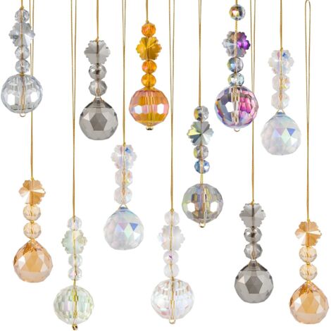 Trintion 12PCS 22mm Christmas Tree Crystal Balls Ornaments Rainbow Prism Glass Balls (1/5)