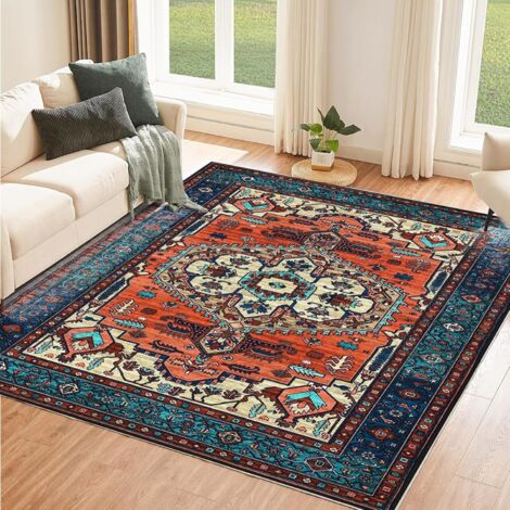 Youyijia Machine Washable Vintage Boho Area Rug 220×300 cm – Large Living Room Bedroom Dining Carpet Distressed Design & Anti-Slip Back (Terracotta, 160 230cm) (1/5)