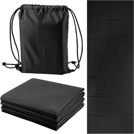 Trintion Travel Yoga Mat Foldable Yoga Mat Non-Slip 5mm Thick Portable Gym Mat Portable Exercise Mat for Travel Gym Pilates & Fitness Training for Women & Men (Black)