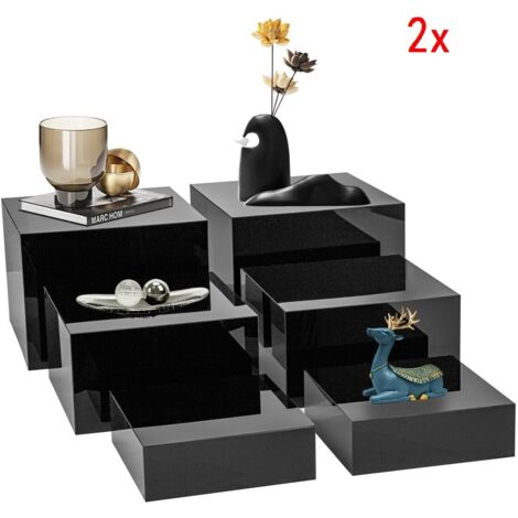 Youyijia Buffet Risers Acrylic Cube Risers Cupcake Dessert Display Stands with Hollow Bottoms 4 Different Size Acrylic Boxes (6pcs-Black (6'' x7'' x 8'')) (1/5)