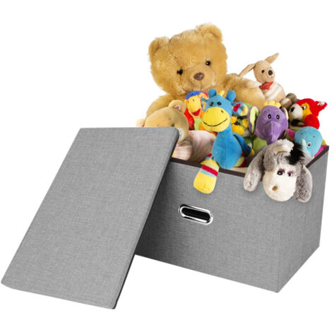 Youyijia Storage Boxes with Lids 45x30x30cm Foldable Storage Box Storage Collapsible Fabric Storage Cubes with Handles Large Storage Baskets Home Office Box for Organizing Clothes Towels Books (Gray) (1/5)