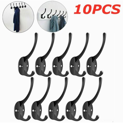 Youyijia 10 Pcs Double Coat Hook Cast Iron Double Hat & Coat Hooks Classic Antique Industrial Style Iron Hanger (1/5)