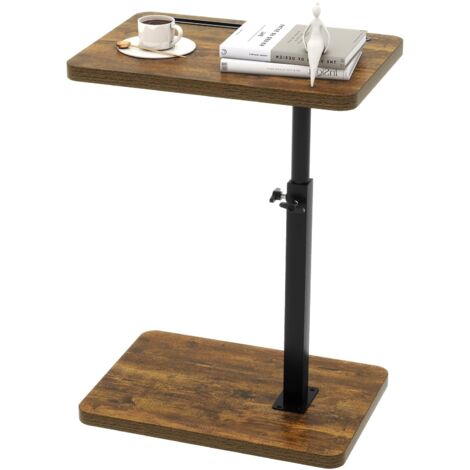 M.J COMFY-LIFE C-Shape Side Table, Height Adjustable Swivel Sofa Table 360° Rotating Tray Space-Saving Coffee Snack and Bed End Table for Living Room Bedroom Bedside Couch (Black, 1) (1/5)