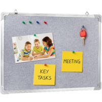 JF HOME BLISS Felt Notice Board, Pin Board for Office, Home, Bedroom & Kitchen, Wall Mountable with Aluminum Frame, Grey Felt Surface, 60x45cm