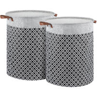 JF HOME BLISS 58L Large Laundry Basket, 2-Pack Foldable Waterproof Washing Basket with Handles, Portable Dirty Clothes Hamper for Bedroom, Bathroom, Dorm, Travel Grey