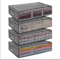 JF HOME BLISS 4Pack 38L UnderBed Storage Boxes with Lids & Clear Windows Foldable Underbed Organiser & Clothes Storage Bags with Lid for Bedding & Clothing(59×45×14.5cm)