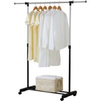 Supernic Hanging Rails for Clothes Adjustable Clothes Rail with Wheels (88-150) x 42 x (80-157) cm Small Clothing Rails Tidy Clothes Rack Narrow Garment Coat Rack Stand Metal for Bedroom Black