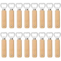 LN COZY CORNER 16 PCS Wooden Beer Bottle Openers, Handheld Engravable Bottle Opener Set for Bar, Home, Kitchen or Party Use