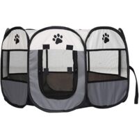 Youyijia Portable Pet Playpen Puppy Playpen Pet Dog Cat Playpen Cage Crate 91 x 91 x 58cm Soft Fabric Foldable Pet Indoor Outdoor for Rabbit Hamster Guinea Pig Gray