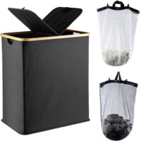LN COZY CORNER 140L Lid Laundry Basket with Extra large Washing with 2 Removable Laundry Bags