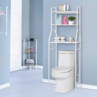 Holdfiturn Over Toilet Storage Unit 3 Tier Over Toilet Storage Rack Bathroom Shelf Organizer Stand Stainless Steel Saving Organizer Stand (White)