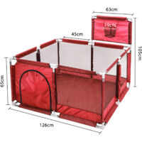 Supernic Baby Playpen Large Playpen Portable Child Safety Yard Activity Center with Basketball Hoop Toddler Fence with Breathable Mesh Extra Large Play Yard for Boys Girls Babies (Four-Plate, Black)