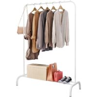 Holdfiturn Heavy Duty Metal Clothes Rack Black Hanging Rail for Skirts Shirts Coats Freestanding Clothes Rails for Bedroom Garment Stand Drying Rack with Storage Shelf (White)