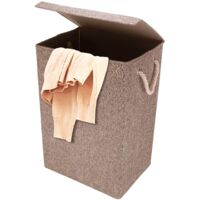Youyijia Slim Laundry Baskets with Lid Foldable 72L Large Laundry Hamper Washing Linen Baskets Collapsible Laundry Bin Freestanding Tall Clothes Hamper for Laundry Rooms Bedroom Bathroom (Brown)
