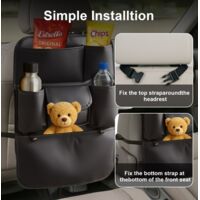 LN COZY CORNER Car Seat Organizer for Kids, Backseat Car Organiser with Tablet Holder, Kick Mat Protection and 9 Storage Pockets, Car Travel Accessories Black (Without Table)