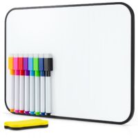 LN COZY CORNER 1 Pcs A4 Mini Whiteboard, 8.2x11.8 Inch Small Dry Erase Whiteboards, Portable Double-Sided White Board with 8 Pens and 1 Eraser, Reusable Wipe Board for Kids Classroom, Home Office Use