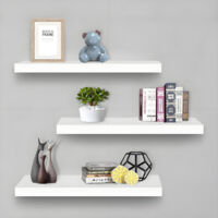 BALLSHOP 3Pcs Floating Shelves 80cm Shelves for Wall Decorative Wood Wall White Shelves Screw Mounted for Bathroom Kitchen Living Room Bedroom
