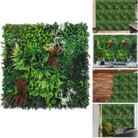 Trintion Artificial Hedge Plant Panels 100 x 100cm Grass Plant Wall Panels Green Privacy Living Wall Fence Screening Home Garden Spring Leaf Backdrop for Indoor Outdoor UV Stable Decoration Type D