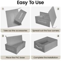 JF HOME BLISS Fabric Storage Box Set of 4 Storage Cubes Foldable Clothes Organizer Bins with Handles for Wardrobe Shelves & Drawers Underwear Socks Toys Storage 39 x 28.5 x 14 cm (Gray)