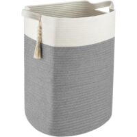 Trintion Cotton Rope Storage Basket, Collapsible Woven Organizer Bins for Home, Nursery, Office – Multipurpose Toy, Blanket, Laundry Hamper with Handles (Grey)