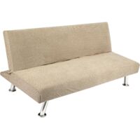 Trintion Sofa Bed Cover Armless 2/3 Seater Elastic Sofa Cover Polyester Spandex Stretch Futon Slipcover Protector (Camel, S)