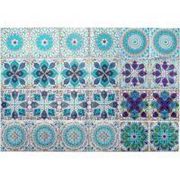 24pcs Moroccan Tile Stickers - 20x20cm Peel and Stick Backsplash Decals, Waterproof Vinyl Wall Tiles for Kitchen, Bathroom, Living Room Decor, Vintage Mosaic Patterns (Multi-Color)