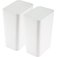 JF HOME BLISS 2PCS Slim Bathroom Bin with Lid 10L Compact Plastic Rubbish Bin Set for Toilet, Bedroom, Office, Kitchen Dog Proof Push-Button Waste Bins (White)