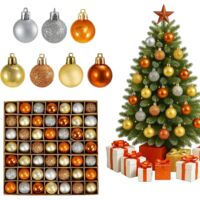 JF HOME BLISS 49pcs 3cm Christmas Baubles Shatterproof Xmas Tree Ornaments with Hanging Strings, Decorative Holiday Balls for Christmas Tree, Wedding & Party Decoration
