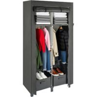 Trintion Foldable Fabric Closet for Bedroom, Canvas Portable Closet Storage Organizer, Dust-Proof Fabric Wardrobes for Bedroom Dorm & Cloakroom Portable Wardrobe 172×45×88cm (Black)