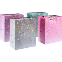 JF HOME BLISS Elegant 4-Pack Kraft Gift Bags 9"x7"x4" Premium Paper Gift Bags with Twisted Rope Handles & Reinforced Base, Ideal for Birthday, Wedding, Baby Shower & Party Favors (Color A)