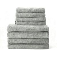 JF HOME BLISS 8 Piece Cotton Towels Quick Dry Highly Absorbent 4 Bath Towels and 4 Hand Towels (Grey)