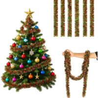 Y.H BLISSHAVEN 32.8ft Christmas Tinsel Garland Thick Metallic Foil Decoration for Xmas Tree, Fireplace, Stair Railing, Party, Holiday Décor (Red)