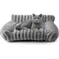 Trintion Soft Plush Pet Sofa Bed for Cats & Small Dogs Cozy Raised Cushion with Removable Cover, Non-Slip Bottom Ideal for Indoor Lounging & Resting (Grey)