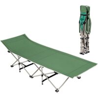 Trintion Portable Folding Camp Bed XL Heavy-Duty Camping Cot 187 x 67 x 37 cm, Oxford Fabric & Steel Tube Frame, 250 kg Load Capacity Outdoor Sleeping Lounger (Green)