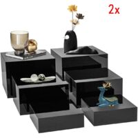 Youyijia Buffet Risers Acrylic Cube Risers Cupcake Dessert Display Stands with Hollow Bottoms 4 Different Size Acrylic Boxes (6pcs-Black (6'' x7'' x 8''))