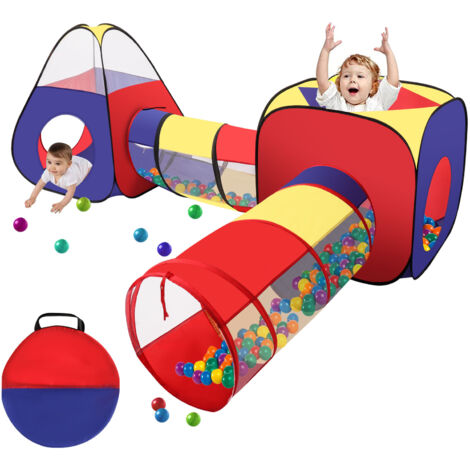 Kids 4 IN 1 Pop Up Play Tunnel & Tent for Toddlers - Folding Fort with Zipper Storage Bag for Boys & Girls - Indoor & Outdoor Use (1/5)