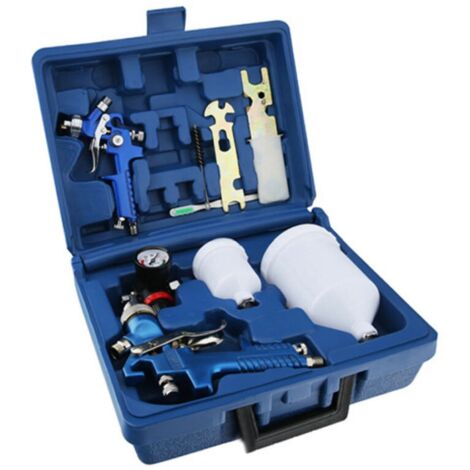 Air Spray Gun Set 600cc/250cc Cup HVLP Mini Spray Gun Set Gravity Feed Spray Gun Kit Spray Paint Gun with Pressure Gauge and 0.8mm/1.4mm Paint Copper Nozzle for Furniture Wall Paint