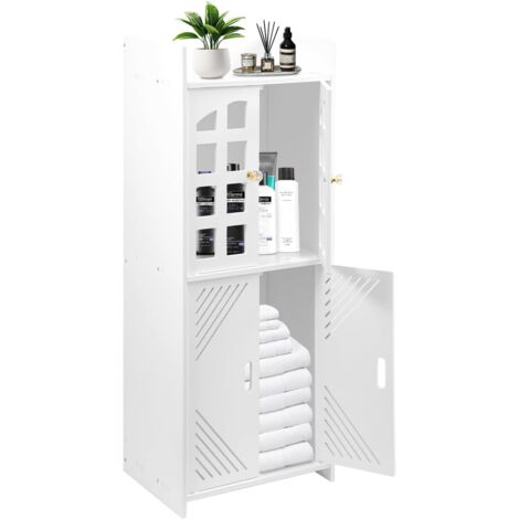 Bathroom Cabinet 2 Tier Shelf Cupboard Storage Unit Free Standing Storage Toilet Rack with Shelf Drawer Doors Kitchen Living Room