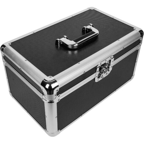 7" LP Vinyl Record Storage Box Case Aluminium Flight Case Lockable DJ Portable Carry Case Holds 200pcs Vinyl Record Albums (Black)