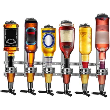 6 Bottle Optics for Home Bar Wall Mounted 6 x 30ml Bar Butler Drinks Stand for Spirits Aluminum Alloy Optic Spirit Barware Set for Home Pub Kitchen Bar