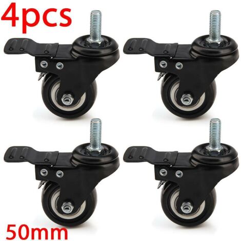 4PCS Caster Heavy Duty Castor Wheels Trolley PU Swivel 50mm 200kg Furniture Caster PU Swivel
