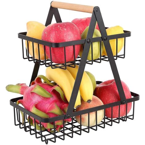 2-Tier Fruit Basket Fruit Bowl Holder Bread Basket Vegetable Rack Detachable Fruit Holder for Fruit Vegetables Snacks in Home Kitchen Office (1/5)