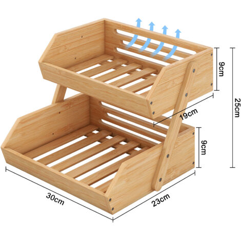 Vegetable Rack 3-Tier Bamboo Fruit Basket Bowl Holder Fruit Rack Holder Organiser for Countertop Decorative Fruit Bowl Vegetables Bread Storage Stand for Kitchen Home Decorative Storage