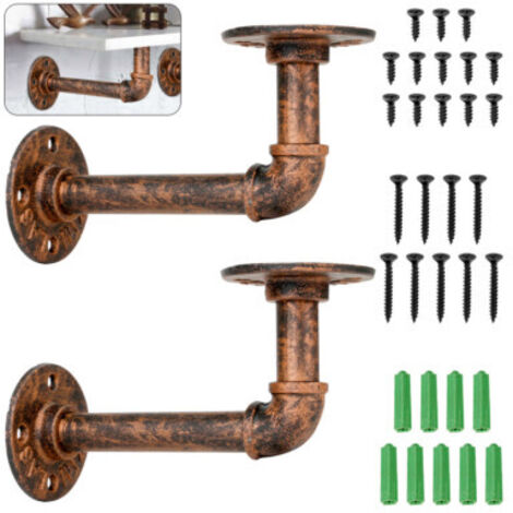 4 PCS Pipe Shelf Brackets 16.8×7.5×7cm Industrial Pipe Shelf Brackets Rustic Wall Shelf Industrial Floating Shelf for Rustic Floating Shelves and Scaffold Board Book Shelf