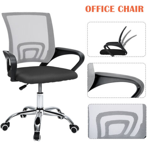 Office Chair Adjustable Ergonomic Mesh Swivel Computer Comfy Desk/Executive Work Chair with Arms and Height Adjustable for Students Study (Grey)