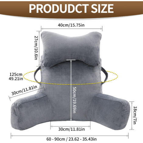 Reading Pillow, Cuddle Cushion with Detachable Neck Roll & Higher Support Arm, Backrest Support Pillow Lumbar Cushion Sofa Back Support Chair Bed Rest for Reading Relaxing Watching TV, XL